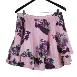 Jodi Kristopher Womens Floral Layered Skirt Size 9 Pink & Purple